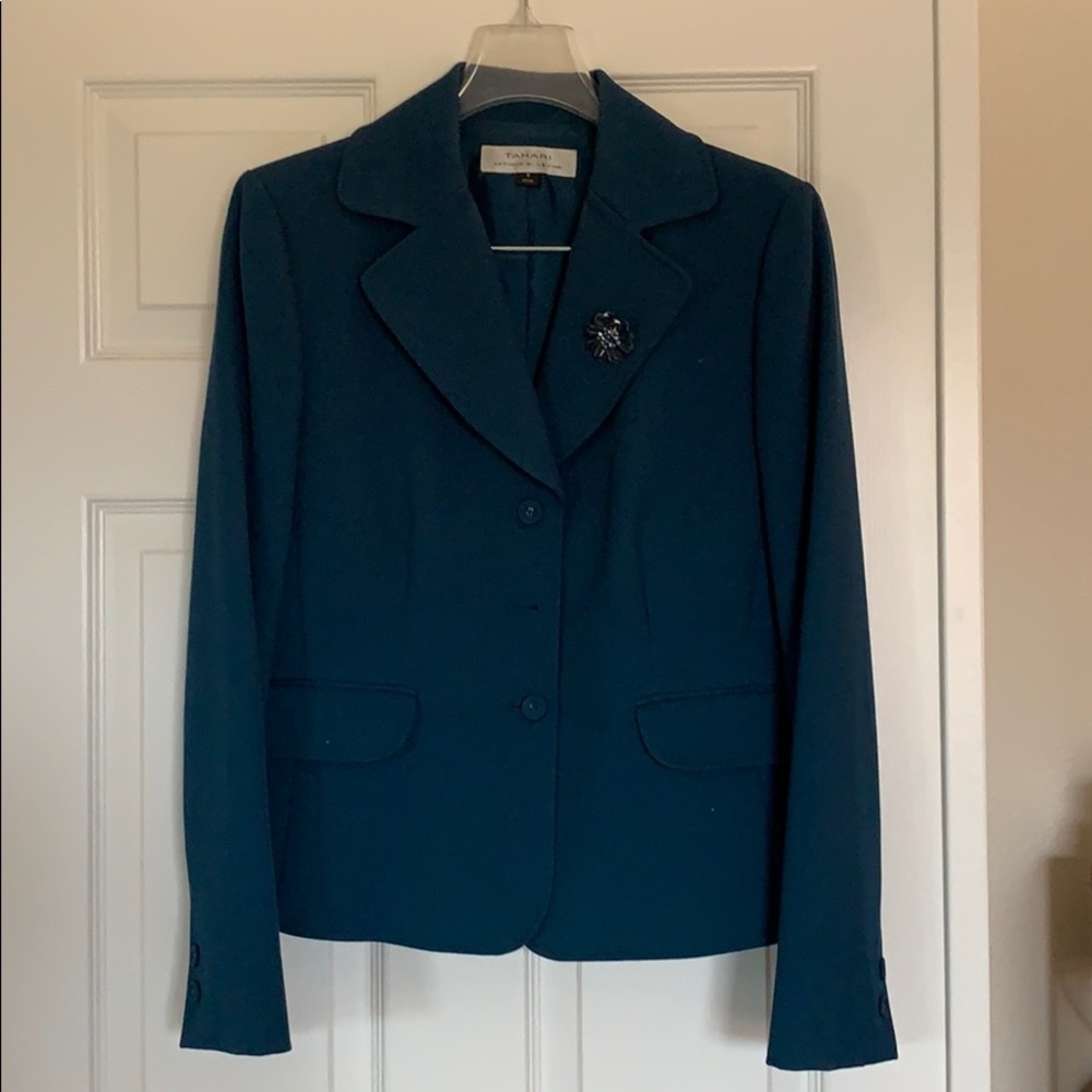 Teal business suit